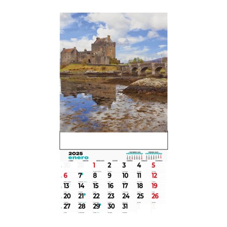 Calendario de pared con faldilla mensual